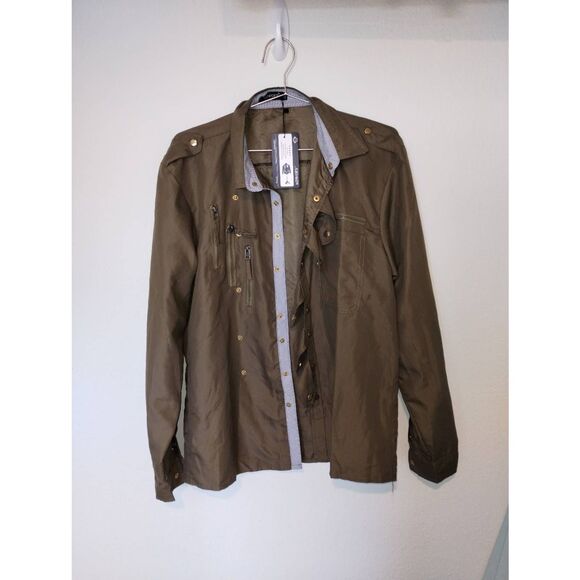 NWT Masorini AOWOFS Mens Jacket Brown Faux Vegan Moto Leather Jacket Zippers Zip - Picture 2 of 15